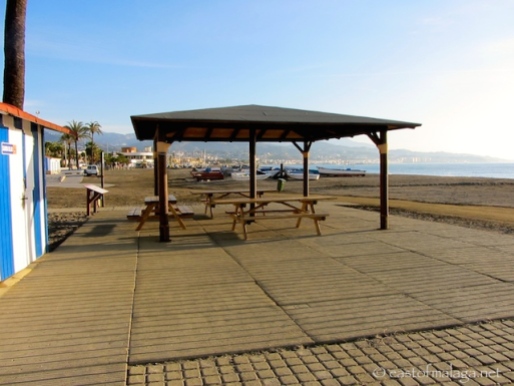 Shaded picnic area and changing facilities, Torre del Mar, Spain